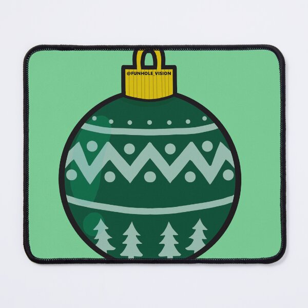 Item preview, Simple Green Holiday Tree Ornament with Wintery Design Art designed and sold by FunholeVision.