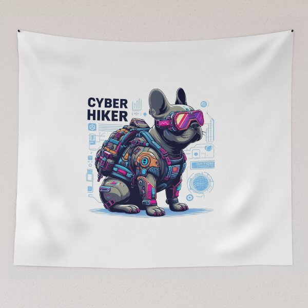 Item preview, Cyber hiker French bulldog hiking designed and sold by CogniCraft.