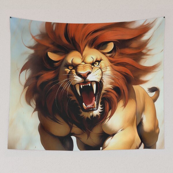 Item preview, Lion attacking furious designed and sold by Aimaker.