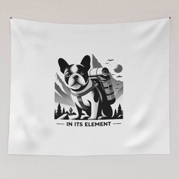 Item preview, In its element - French bulldog hiking designed and sold by CogniCraft.