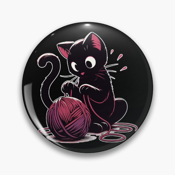 Item preview, Cat and knitting kawaii cat with yarn ball designed and sold by TomFrontierArt.
