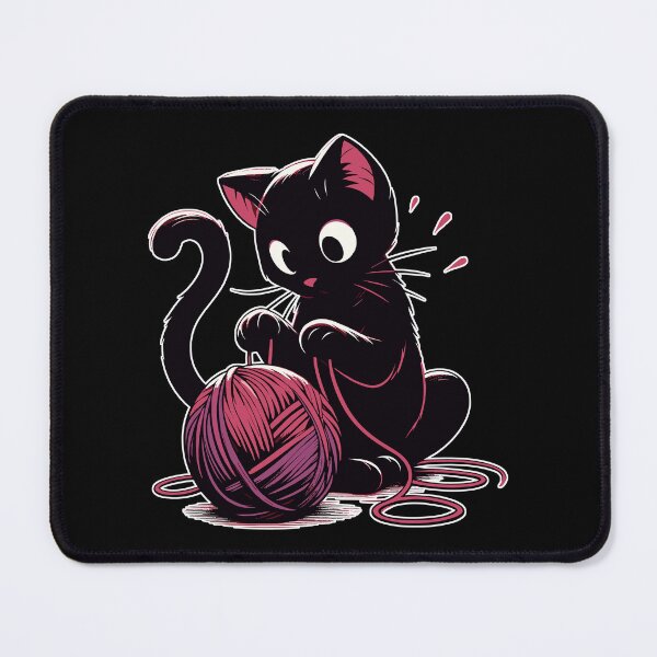 Item preview, Cat and knitting kawaii cat with yarn ball designed and sold by TomFrontierArt.