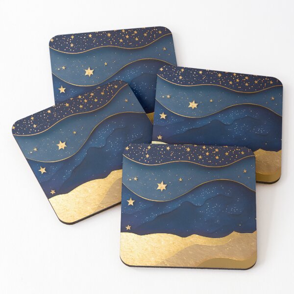 Item preview, Stars, Star, Night, Midnight, Starry, Landscape, Gold, Layered Paper, Paper Cut, Blue, Dark Blue, Dream designed and sold by Golden-Feathers.