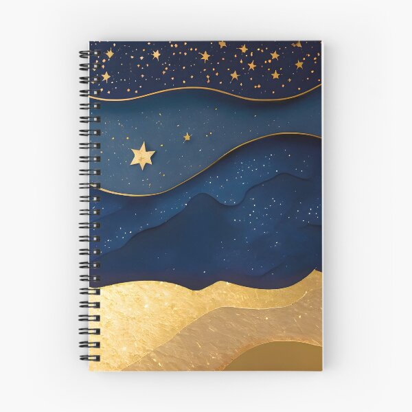 Item preview, Stars, Star, Night, Midnight, Starry, Landscape, Gold, Layered Paper, Paper Cut, Blue, Dark Blue, Dream designed and sold by Golden-Feathers.