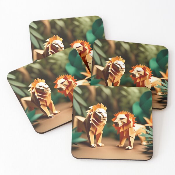 Item preview, Origami Art - Monarch of the Jungle: A Majestic Lion Roaming its Verdant Kingdom designed and sold by ArtfulFolds.