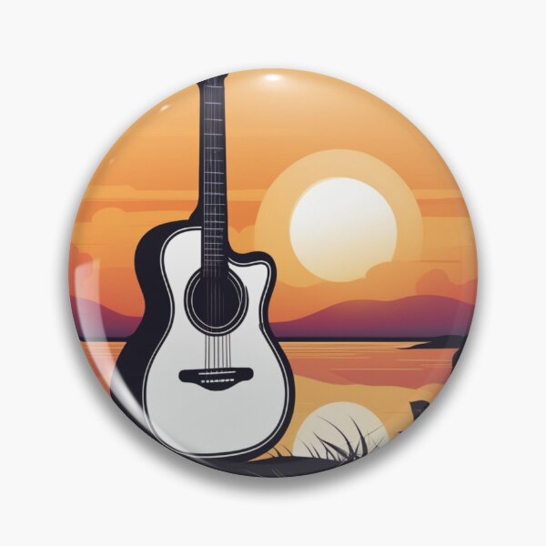 Artikelvorschau, Akustische Gitarre mit Sonnenuntergang, Musiker entworfen und verkauft von ozdilh.