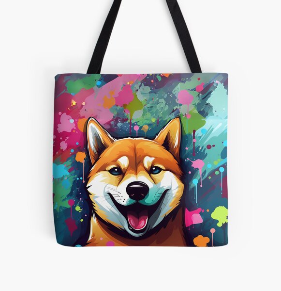 Shiba Inu Love Canvas Tote Handbags