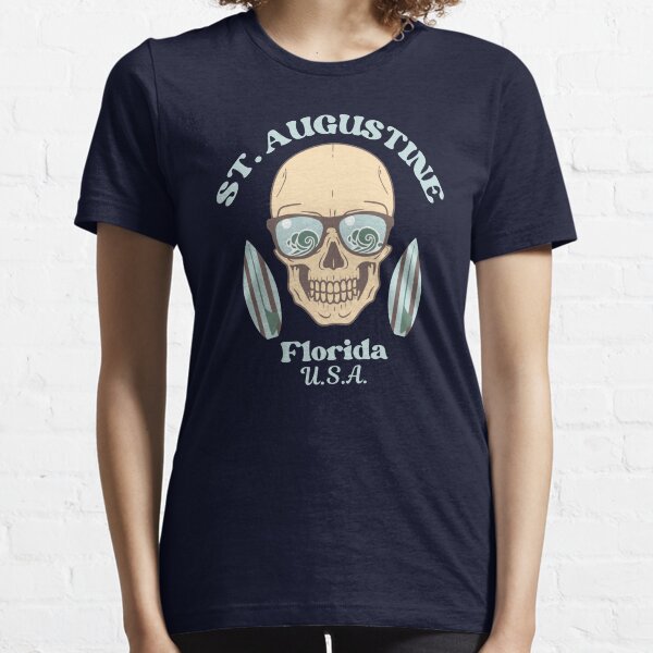 Item preview, Retro "Faded" Skull St. Augustine, Florida, U.S.A., Blue Text- Surfing / Beach designed and sold by TimelessLocales.