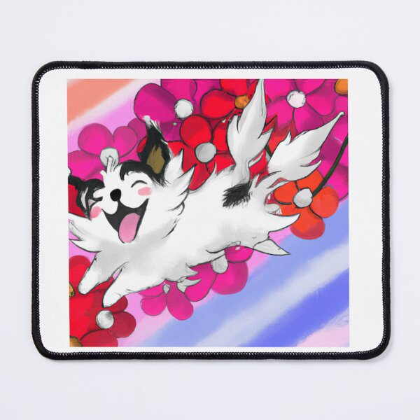 Item preview, white cat flying above the flowers designed and sold by janjacbu.