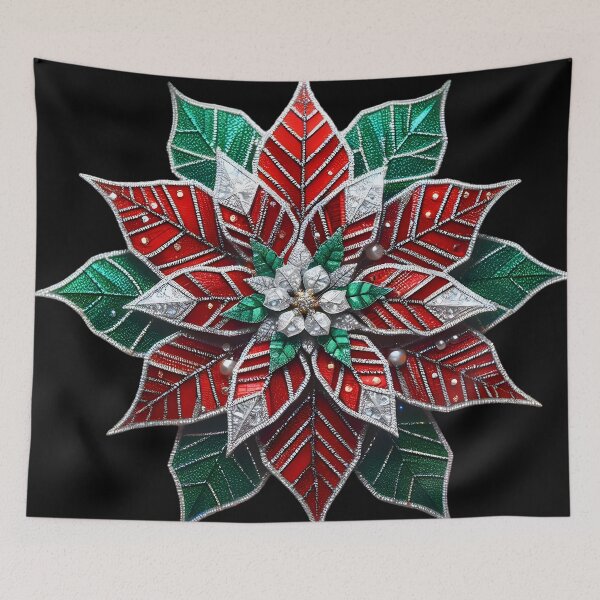 Item preview, Whispers of Yuletide Enchantment: A Diamond Poinsettia Tale designed and sold by AI-Only Creations.