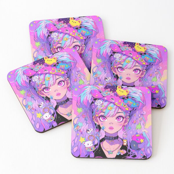 Aperçu de l'œuvre Fille d'Anime colorée de style Kawaii Harajuku créée et vendue par bubblegoth.
