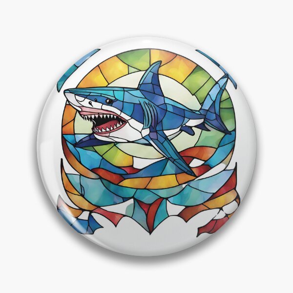Item preview, colorful stained glass with animals, shark 1 designed and sold by GroonSpace.