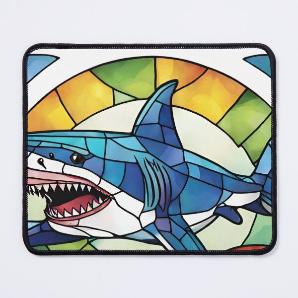 Item preview, colorful stained glass with animals, shark 1 designed and sold by GroonSpace.
