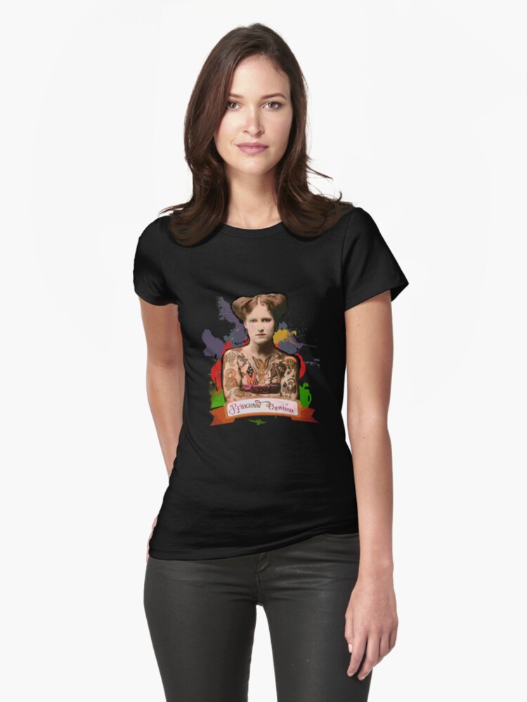 Thumbnail 1 of 3, Fitted T-Shirt, Princess Christina (The Tattooed lady) - The Britannia Panopticon designed and sold by BritPanopticon.
