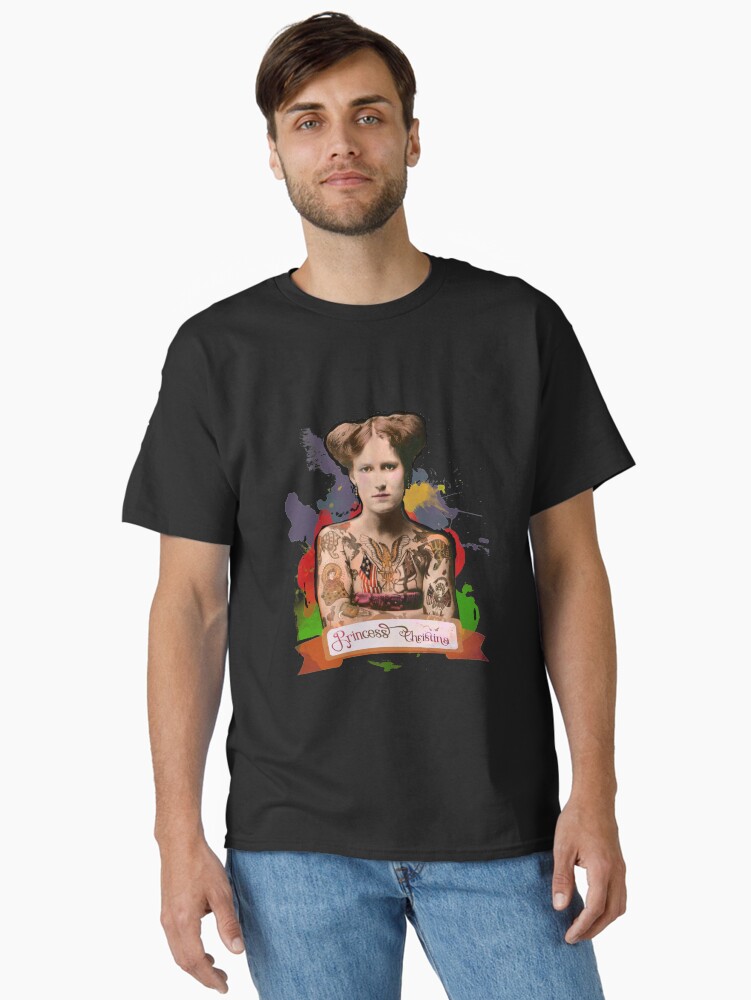 Thumbnail 1 of 7, Classic T-Shirt, Princess Christina (The Tattooed lady) - The Britannia Panopticon designed and sold by BritPanopticon.