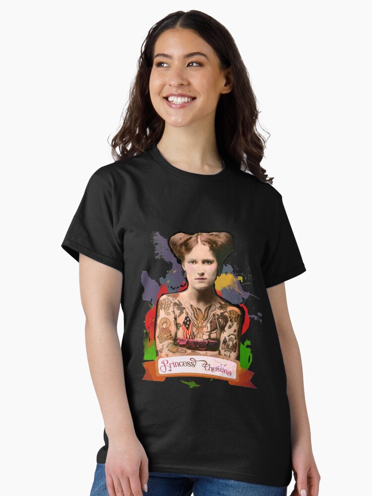 Thumbnail 2 of 7, Classic T-Shirt, Princess Christina (The Tattooed lady) - The Britannia Panopticon designed and sold by BritPanopticon.
