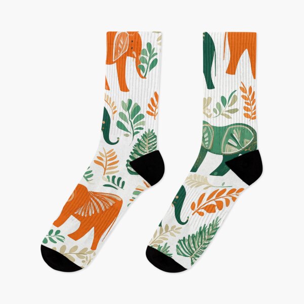 Item preview, Green, White and Orange Elephants designed and sold by ArtNouveauChic.