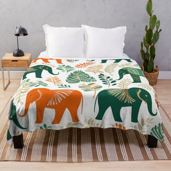 Item preview, Green, White and Orange Elephants designed and sold by ArtNouveauChic.