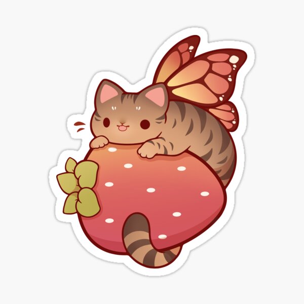 Item preview, Tabby fairy cat with strawberry designed and sold by Rihnlin.