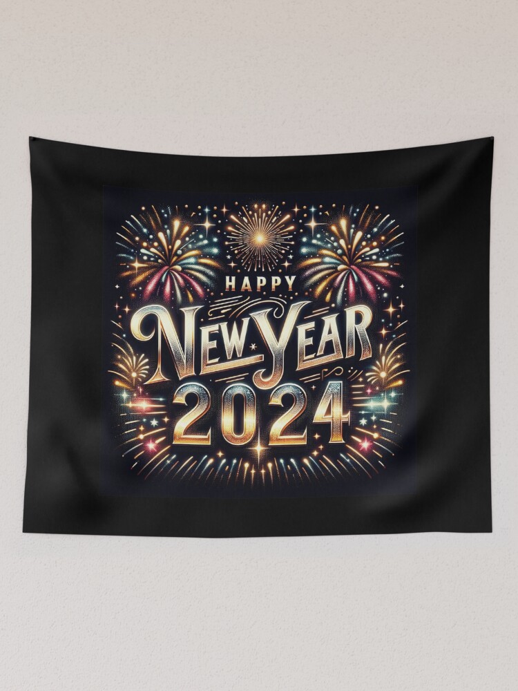 Thumbnail 2 of 3, Tapestry, Happy New Year 2024 designed and sold by DJALCHEMY.