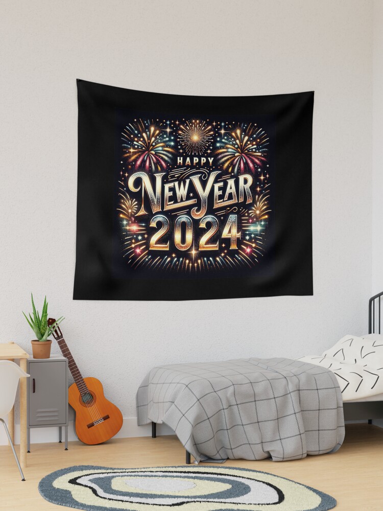 Thumbnail 1 of 3, Tapestry, Happy New Year 2024 designed and sold by DJALCHEMY.