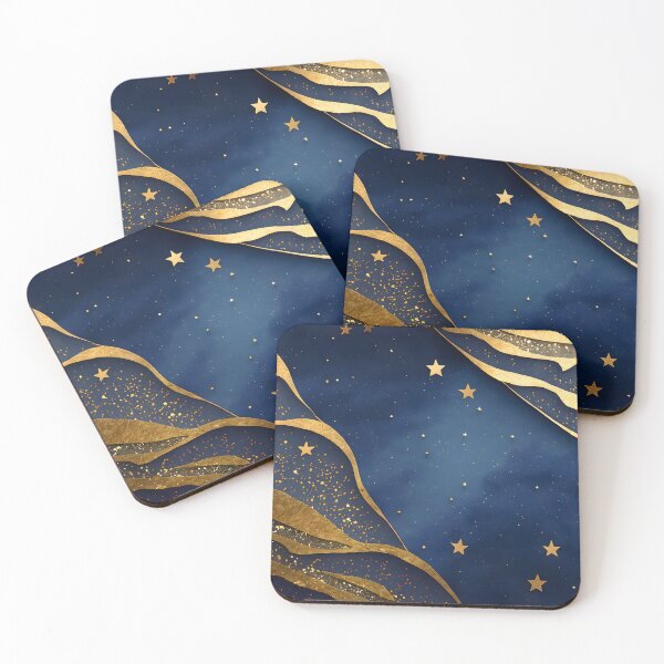 Item preview, Stars, Star, Night, Midnight, Starry, Landscape, Gold, Layered Paper, Paper Cut, Blue, Dark Blue, Dream designed and sold by Golden-Feathers.