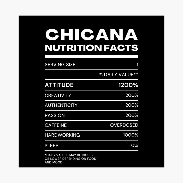 Item preview, Chicana Nutrition Facts designed and sold by JT Digital.