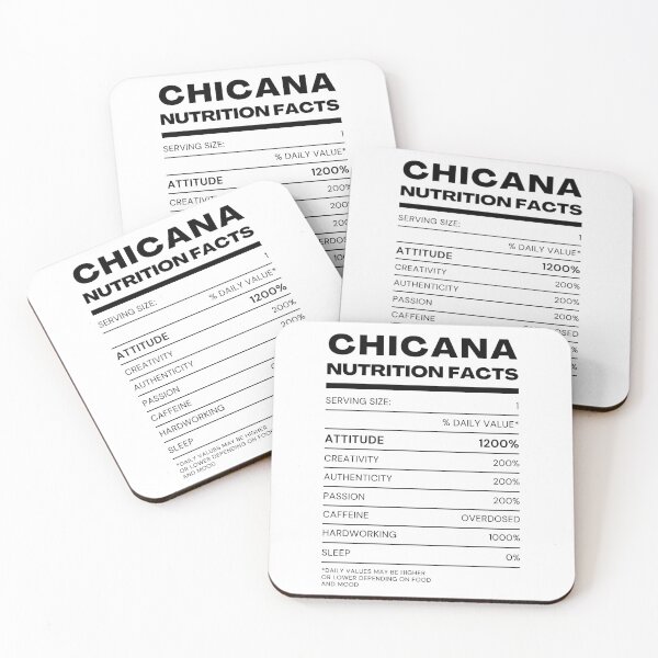 Artikelvorschau, Nährwertangaben für Chicana entworfen und verkauft von jtDigital + StrangeFolk.