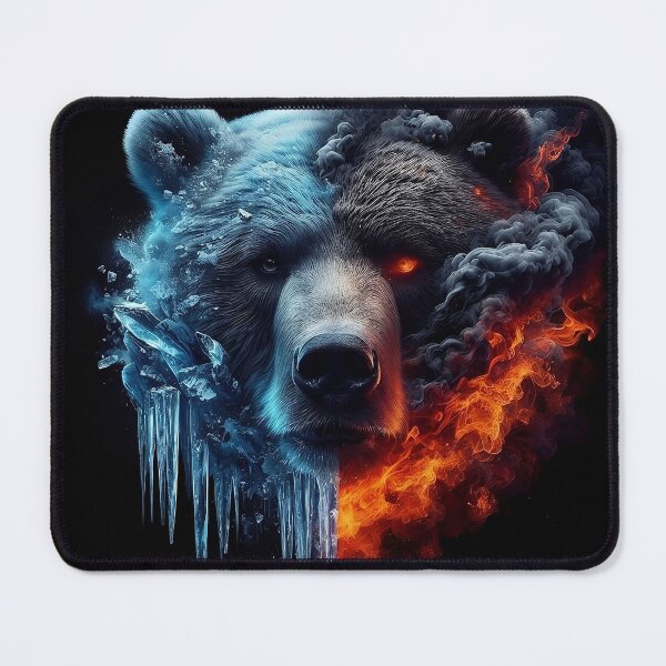 Item preview, bear half ice and half fire designed and sold by SnapStix.