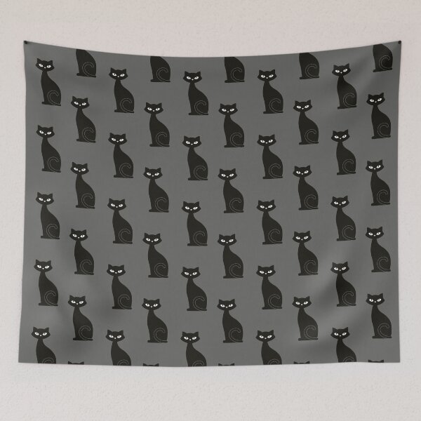 Item preview, Black Cat Pattern Grey Background designed and sold by TenebrousRose.