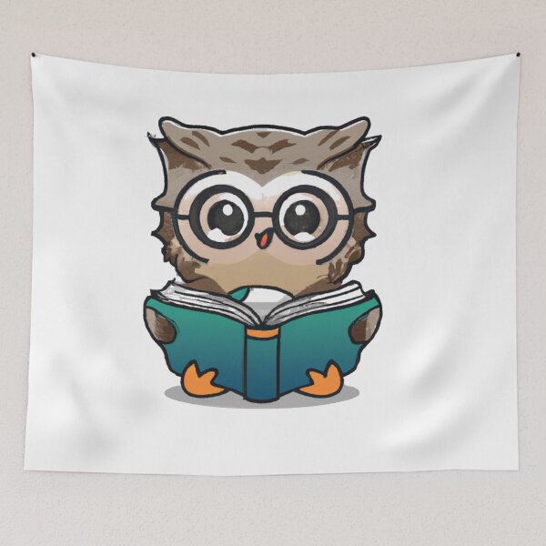 Item preview, Cute Owl Reading - Funny Reading Owl Art Men Women Kids Bookworm Book Lovers  designed and sold by Wiss2Arts.