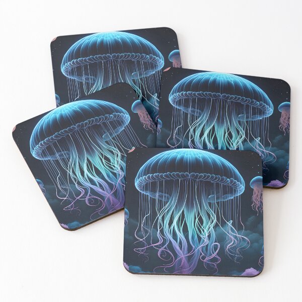 Item preview, A bioluminescent jellyfish swims against a background of stars designed and sold by LordFalcon.
