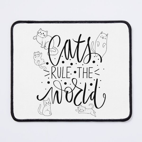 Item preview, Cats Rule The World Funny Line Drawing White Design designed and sold by EarthArtDesigns.
