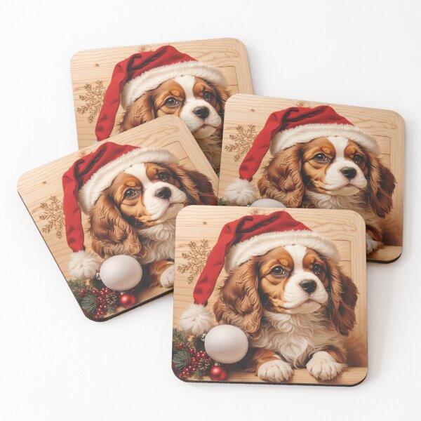 Item preview, Christmas with Cavalier King Charles Spaniel: The Graceful Charm of Wood (Pyro Pets Art - 149) designed and sold by pyropetsart.