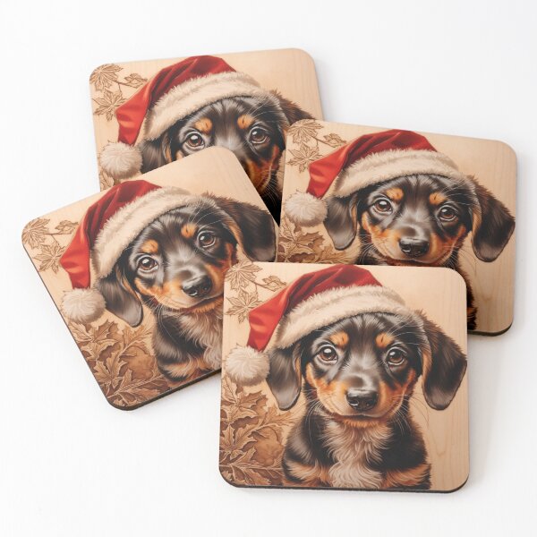 Item preview, Christmas with Dachshund: The Courageous Charm of Wood (Pyro Pets Art - 155) designed and sold by pyropetsart.