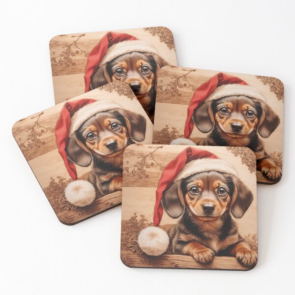 Item preview, Christmas with Dachshund: The Courageous Charm of Wood (Pyro Pets Art - 156) designed and sold by pyropetsart.