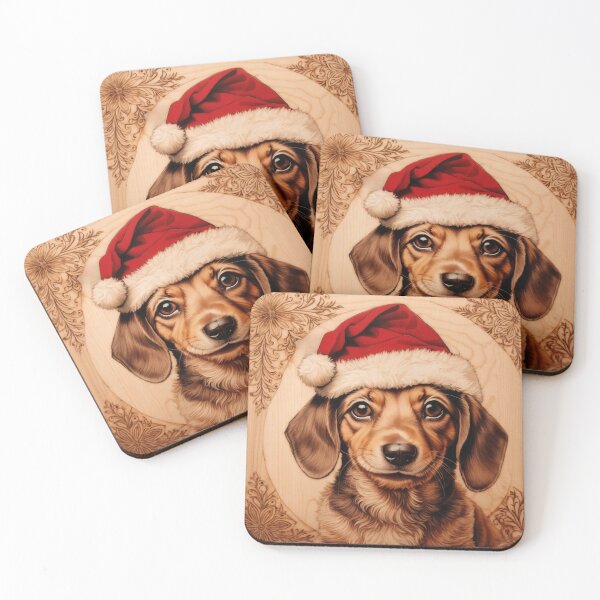Item preview, Christmas with Dachshund: The Courageous Charm of Wood (Pyro Pets Art - 160) designed and sold by pyropetsart.