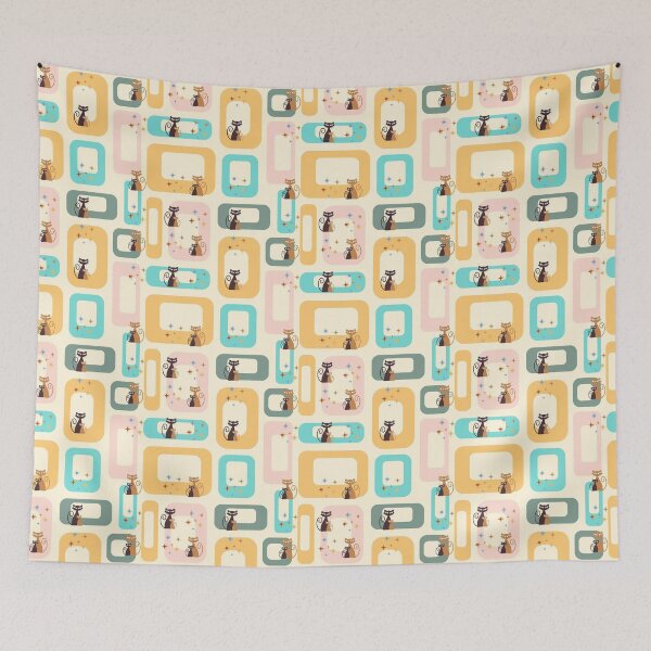 Item preview, Mid-century cats pattern 2 designed and sold by Nupitz.
