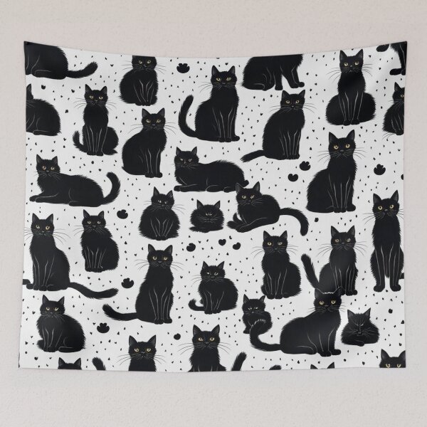 Item preview, Cute Funny Fluffy Black Cats Pattern designed and sold by Simplybe1.