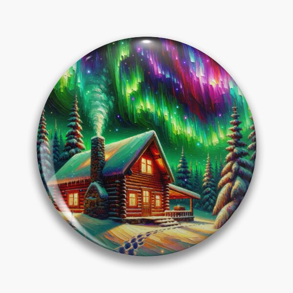 Item preview, Stunning Northern Lights Beauty Over Classic Cabin designed and sold by visionaryprint.