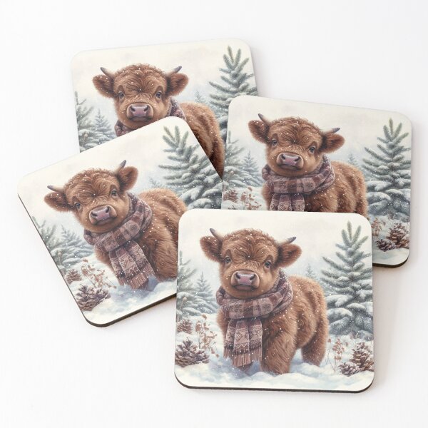 Item preview, Baby Highland Cow in Winter Scarf designed and sold by Animals-on-me.