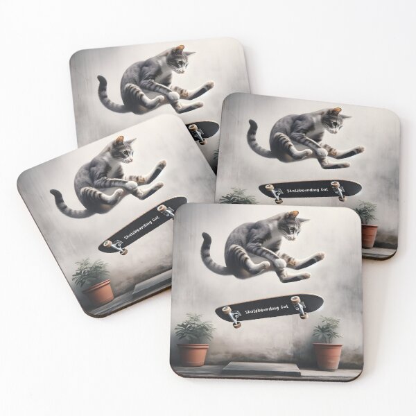 Item preview, Skateboarding Cat Tricks designed and sold by inkArtistryfine.