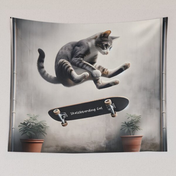 Item preview, Skateboarding Cat Tricks designed and sold by inkArtistryfine.