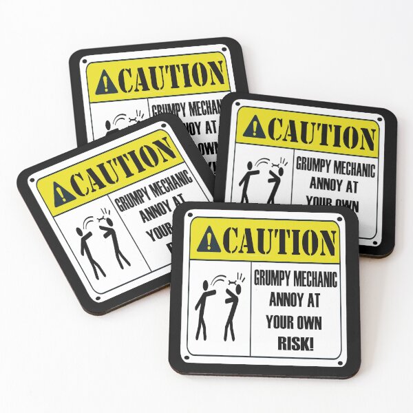 Item preview, Caution grumpy mechanic sign designed and sold by J-KAP.