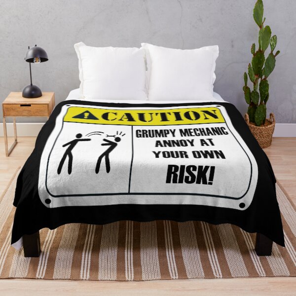 Item preview, Caution grumpy mechanic sign designed and sold by J-KAP.