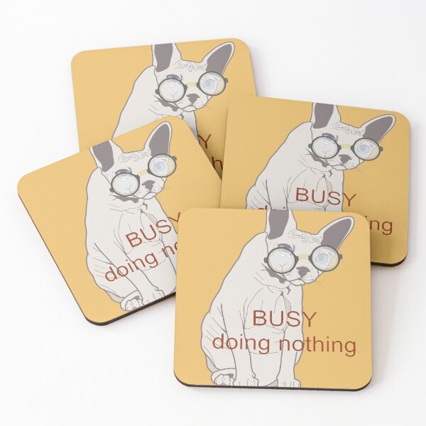 Item preview, Busy Doing Nothing Sphynx Cat Pink Yellow designed and sold by ViewerEqualsPhoton.