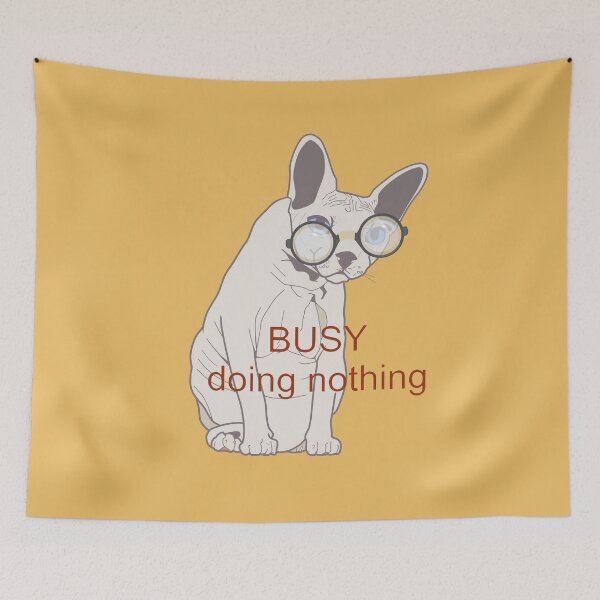 Item preview, Busy Doing Nothing Sphynx Cat Pink Yellow designed and sold by ViewerEqualsPhoton.
