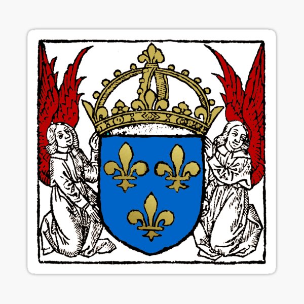 Item preview, Renaissance Woodcut Angels France Royal Coat of Arms  designed and sold by Pixelchicken.