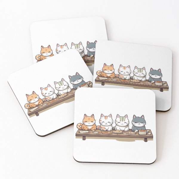 Item preview, Kawaii Style Cats Dinner Eating Cute Kitty Kittens Meow designed and sold by changingshores.
