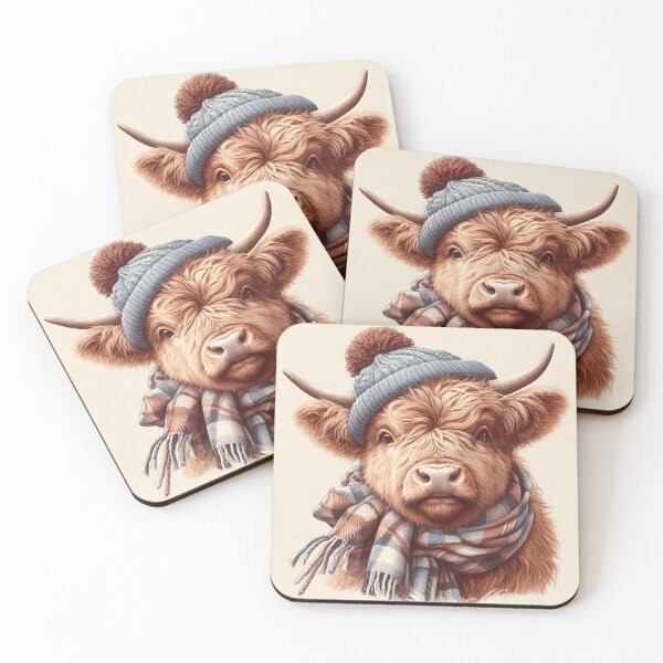 Item preview, Highland Cow in Winter Hat and Scarf designed and sold by Animals-on-me.